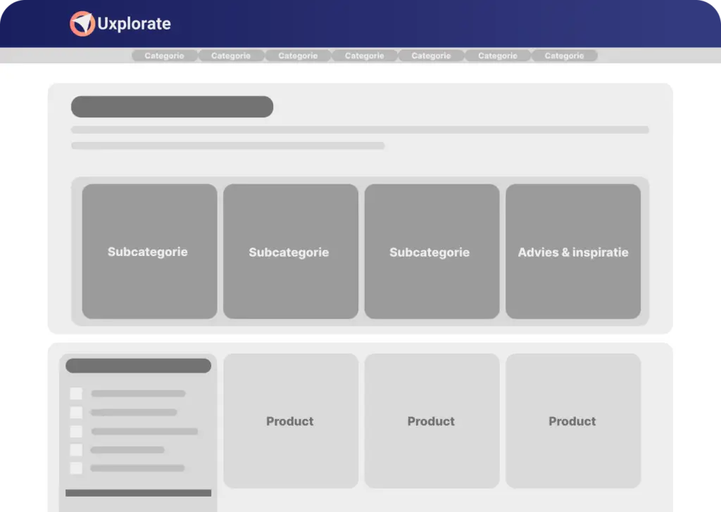 Navigatie template categorie overzicht pagina desktop