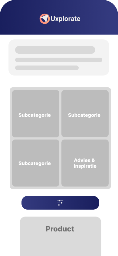 Navigatie template voor categoriepagina's op mobiel