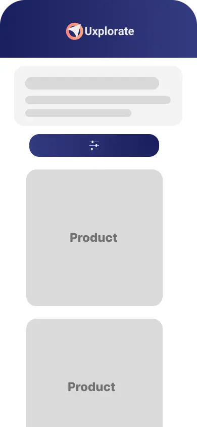 Navigatie template product categoriepagina mobiel
