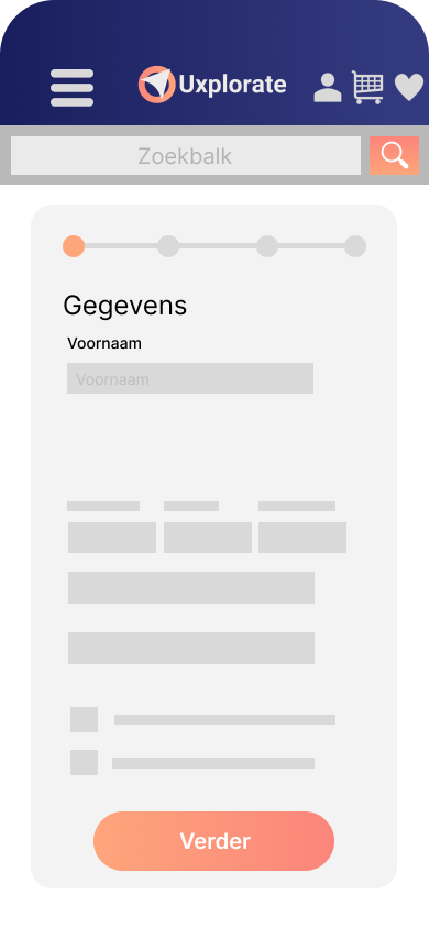 UX design checkout template mobiel