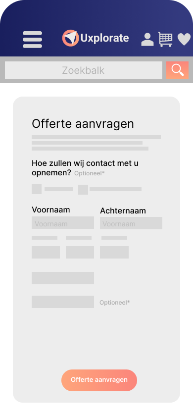 UX design template voor formulieren op mobiele weergave